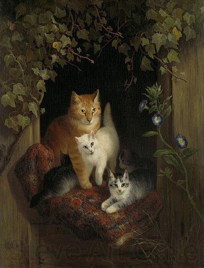 Henriette Ronner-Knip Cat with Kittens Germany oil painting art